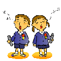 子ども二人が歌を歌っているイラスト