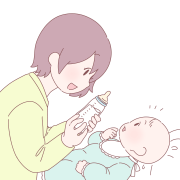 ミルクを与えるお母さんと赤ちゃん