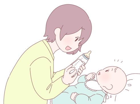 ミルクを与えるお母さんと赤ちゃん
